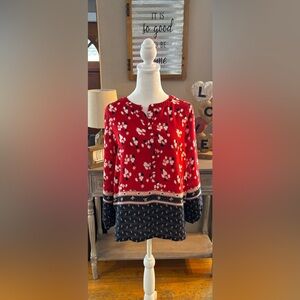 Loft Boho Print Popover Blouse